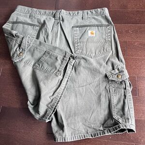 Carhartt Olive Green Cargo Ripstop Carpenter Workwear Baggy Shorts